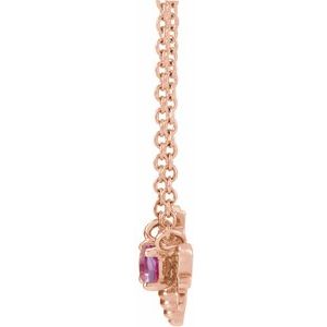 14K Rose Natural Pink Sapphire Bee 16" Necklace