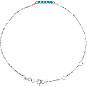 14K White Gold Natural Turquoise Bar 6 1/2-7 1/2" Bracelet