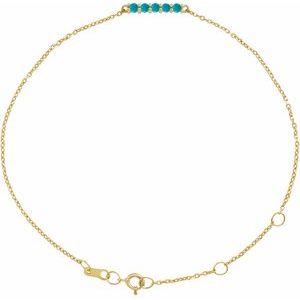 14K Yellow Gold Natural Turquoise Bar 6 1/2-7 1/2" Bracelet