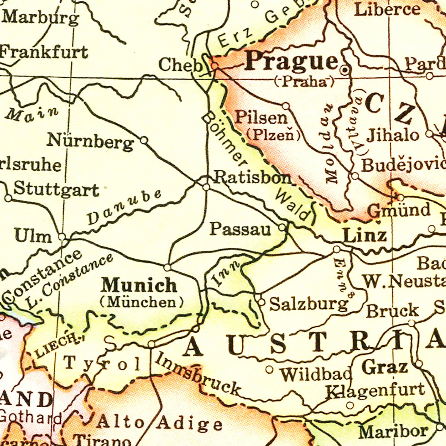 Vintage Map of Europe, 1926