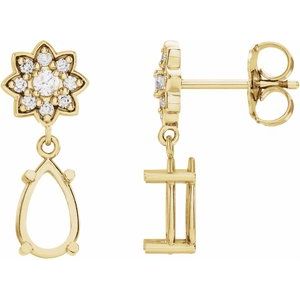 14K Yellow Gold 8x6 mm Pear 1/6 CTW Natural Diamond Semi-Set Earrings
