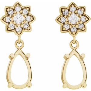 14K Yellow Gold 8x6 mm Pear 1/6 CTW Natural Diamond Semi-Set Earrings – image 2