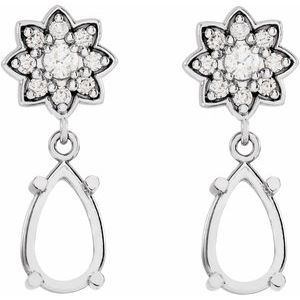 14K White Gold 8x6 mm Pear 1/6 CTW Natural Diamond Semi-Set Earrings – image 2