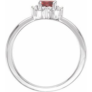 14K White Gold Natural Mozambique Garnet & .04 CTW Natural Diamond Halo-Style Ring