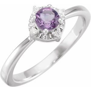 Halo-Style Birthstone Ring