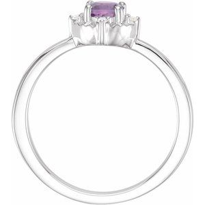 14K White Gold Natural Amethyst & .04 CTW Natural Diamond Halo-Style Ring