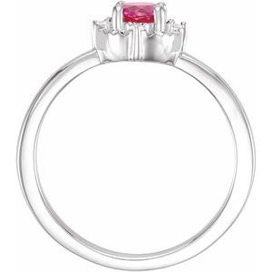 14K White Gold Lab-Grown Ruby & .04 CTW Natural Diamond Halo-Style Ring