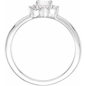 Sterling Silver Lab-Grown White Opal & .04 CTW Natural Diamond Halo-Style Ring