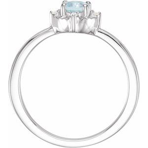 14K White Gold Natural Sky Blue Topaz & .04 CTW Natural Diamond Halo-Style Ring