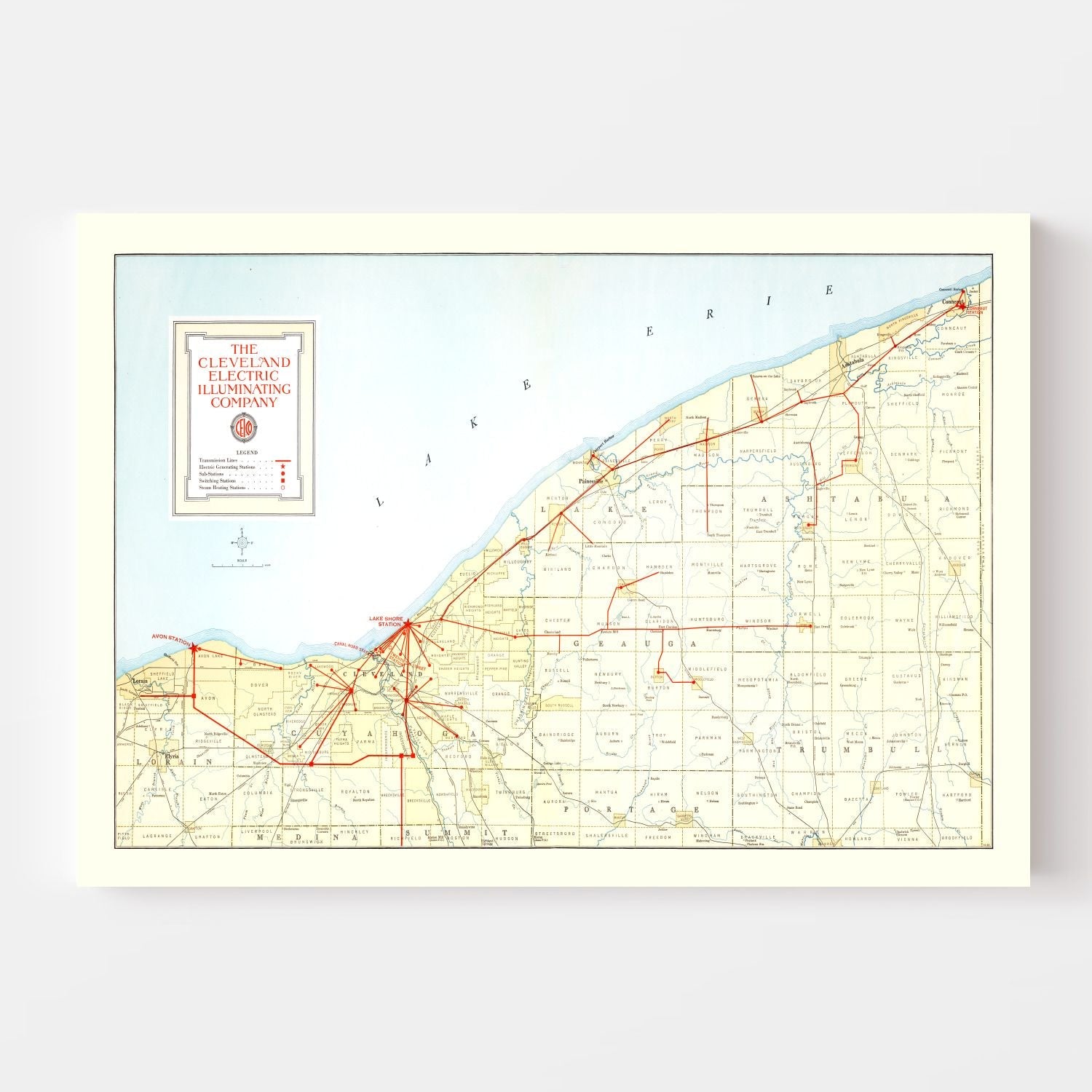 Vintage Map of Cleveland, Ohio 1926
