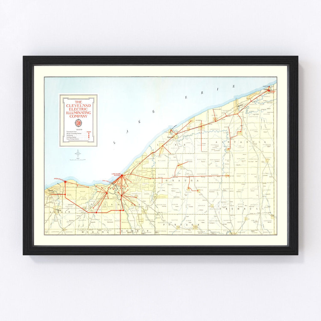 Vintage Map of Cleveland, Ohio 1926