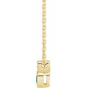 14K Yellow Gold Natural Emerald 16-18" Necklace