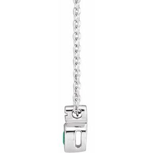 Platinum Natural Emerald 16-18" Necklace