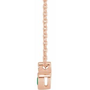 14K Rose Gold Natural Emerald 16-18" Necklace