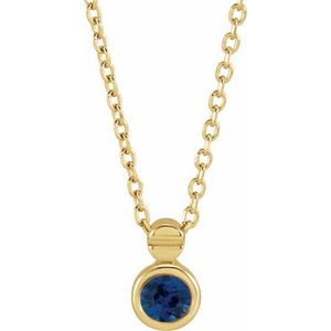 14K Yellow Gold Natural Blue Sapphire 16-18" Necklace