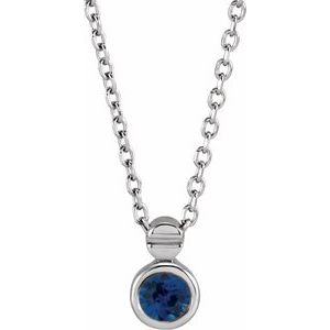 Sterling Silver Natural Blue Sapphire 16-18" Necklace