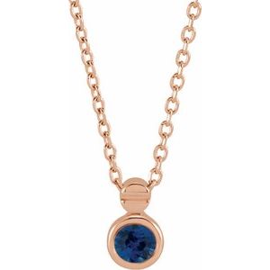 14K Rose Gold Natural Blue Sapphire 16-18" Necklace