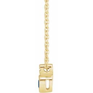 14K Yellow Gold Natural Blue Sapphire 16-18" Necklace