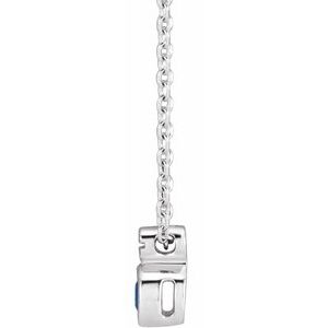 14K White Gold Natural Blue Sapphire 16-18" Necklace
