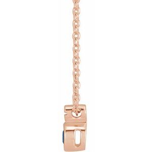 14K Rose Gold Natural Blue Sapphire 16-18" Necklace