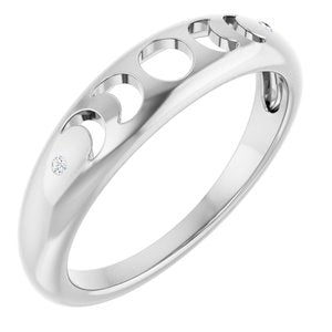 Platinum .015 CTW Natural Diamond Moon Phase Ring