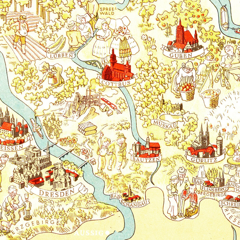 Vintage Map of Germany 1936