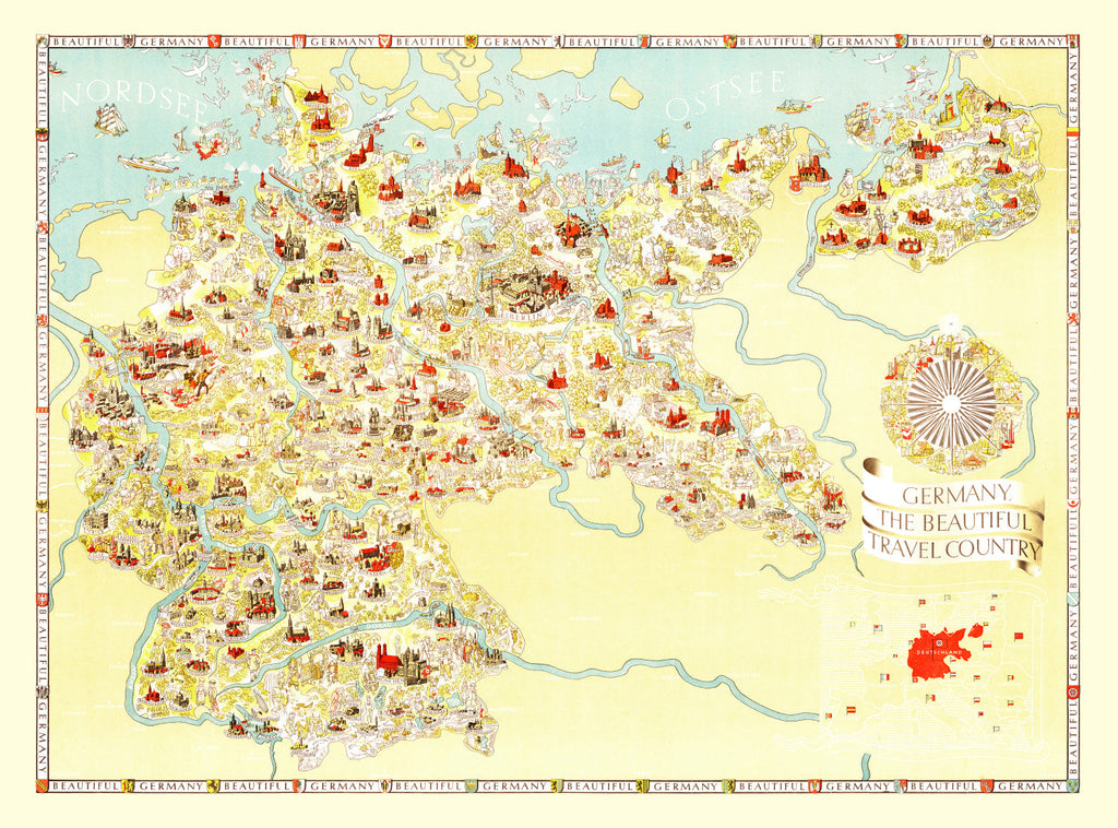Vintage Map of Germany 1936