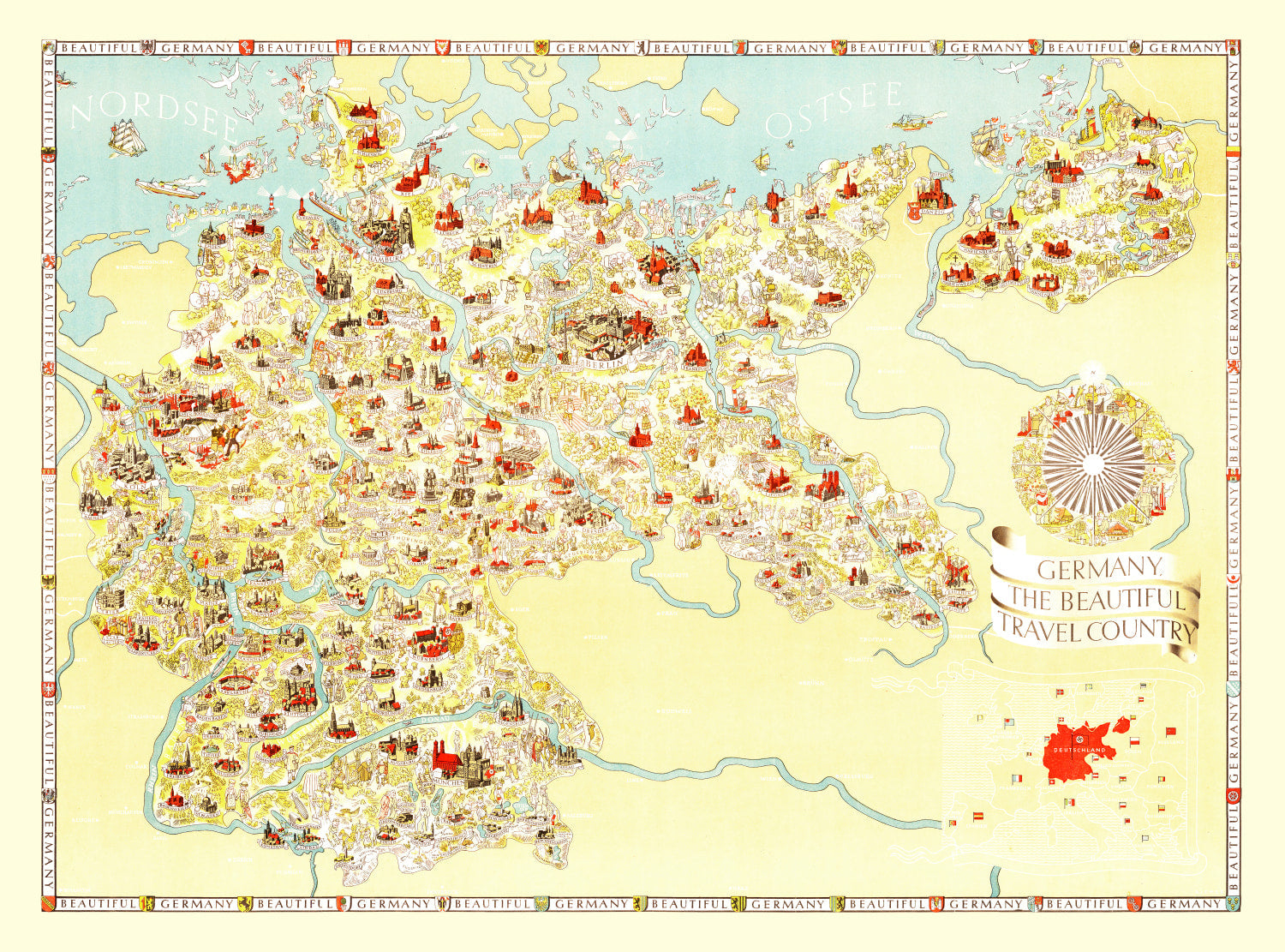 Vintage Map of Germany 1936