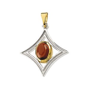 Sterling Silver & 14K Yellow Gold Natural Mozambique Garnet Pendant