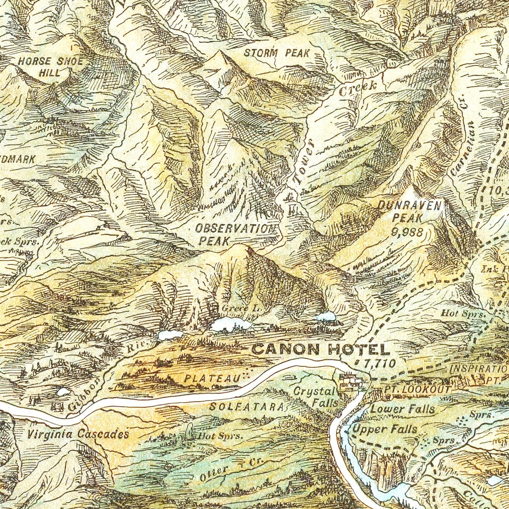 Vintage Map of Yellowstone National Park, 1895