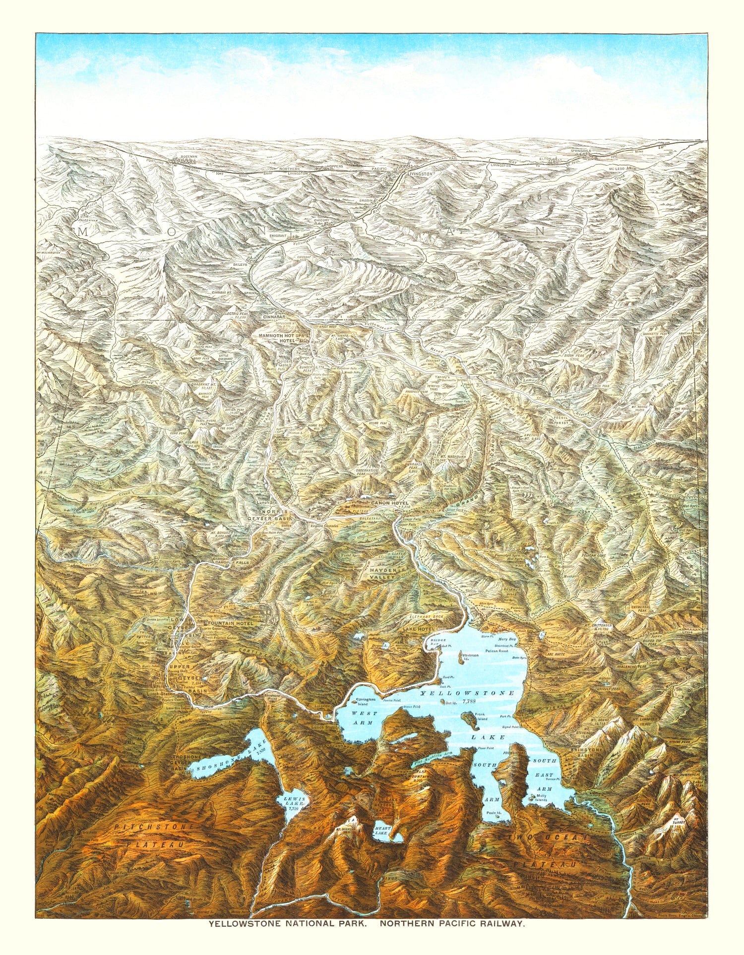 Vintage Map of Yellowstone National Park, 1895