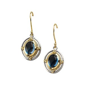 Sterling Silver & 14K Yellow Gold Natural London Blue Topaz Earrings