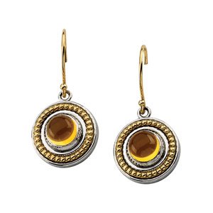 Sterling Silver & 14K Yellow Gold Natural Citrine Earrings