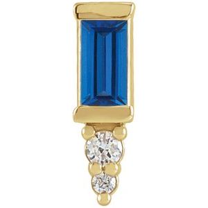 14K Yellow Gold Natural Blue Sapphire & .02 CTW Natural Diamond Bar Earring