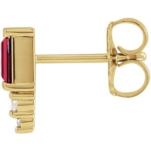 14K Yellow Gold Natural Ruby & .02 CTW Natural Diamond Bar Earring – image 2