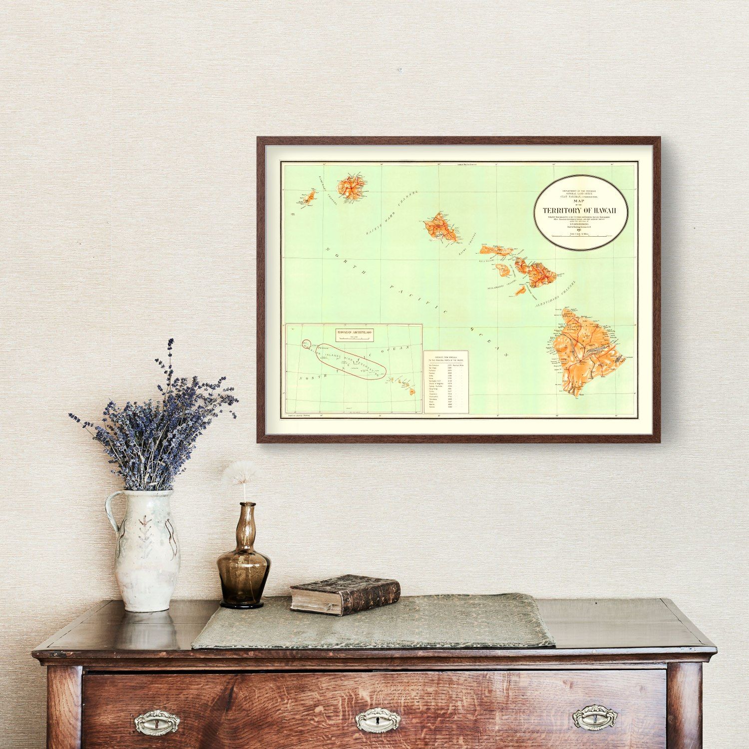Vintage Map of Hawaii 1918