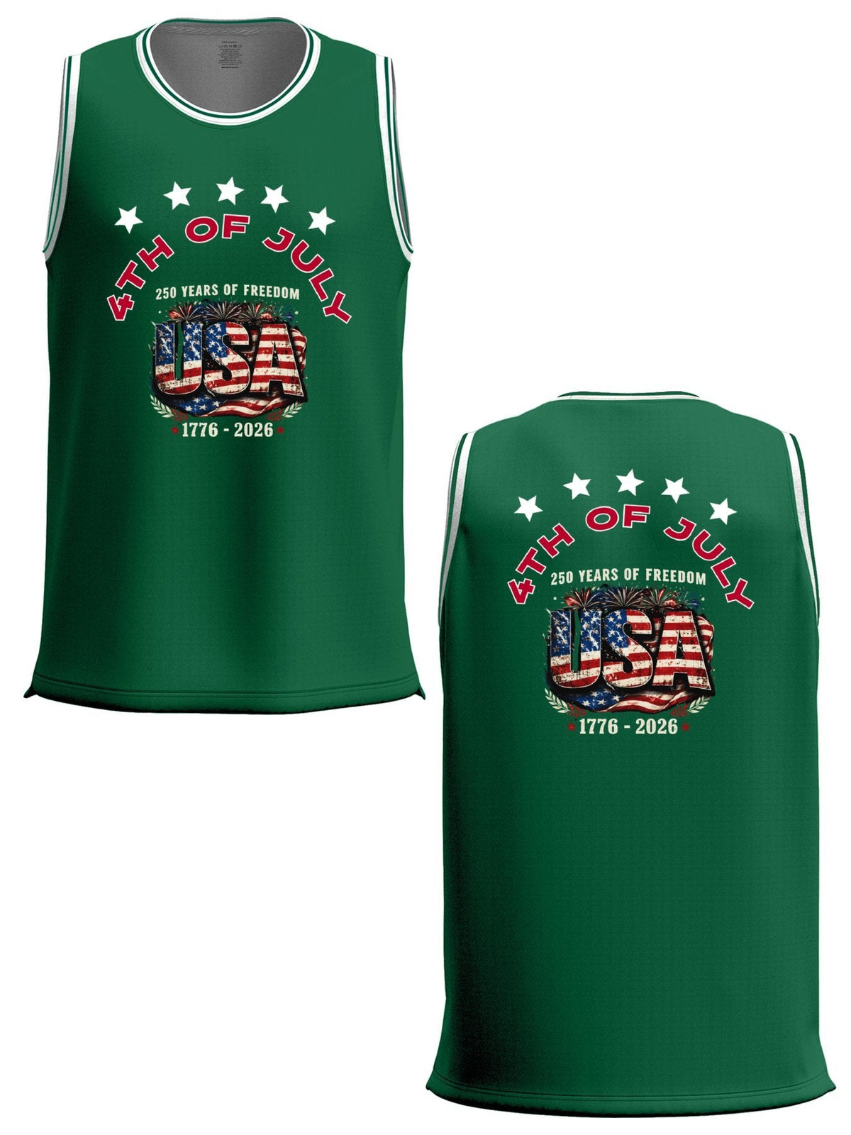 4th of July Adult Green Basketball Jersey | Ships From USA