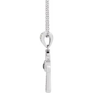 Platinum Natural Onyx & .04 CTW Natural Diamond Ankh Cross 16-18' Necklace