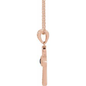 14K Rose Gold Natural Onyx & .04 CTW Natural Diamond Ankh Cross 16-18' Necklace