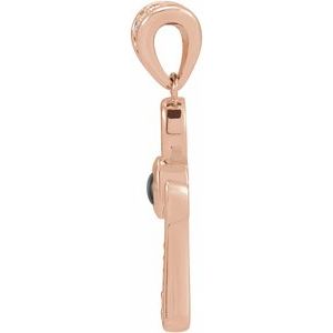 14K Rose Gold Natural Onyx & .04 CTW Natural Diamond Ankh Cross Pendant