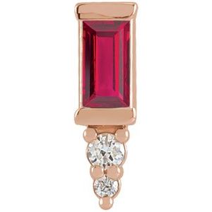 14K Rose Gold Natural Ruby & .02 CTW Natural Diamond Bar Earring