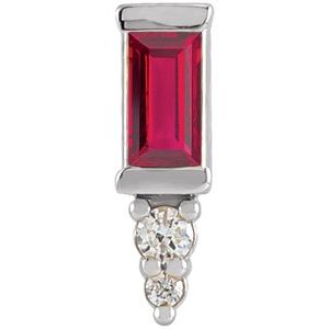 14K White Gold Natural Ruby & .02 CTW Natural Diamond Bar Earring