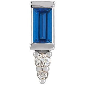 Platinum Natural Blue Sapphire & .02 CTW Natural Diamond Bar Earring