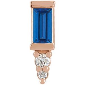 14K Rose Gold Natural Blue Sapphire & .02 CTW Natural Diamond Bar Earring