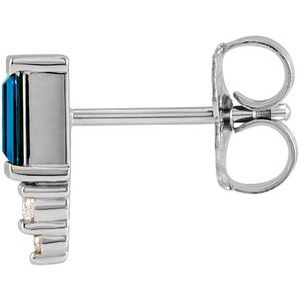 Platinum Natural Blue Sapphire & .02 CTW Natural Diamond Bar Earring – image 2