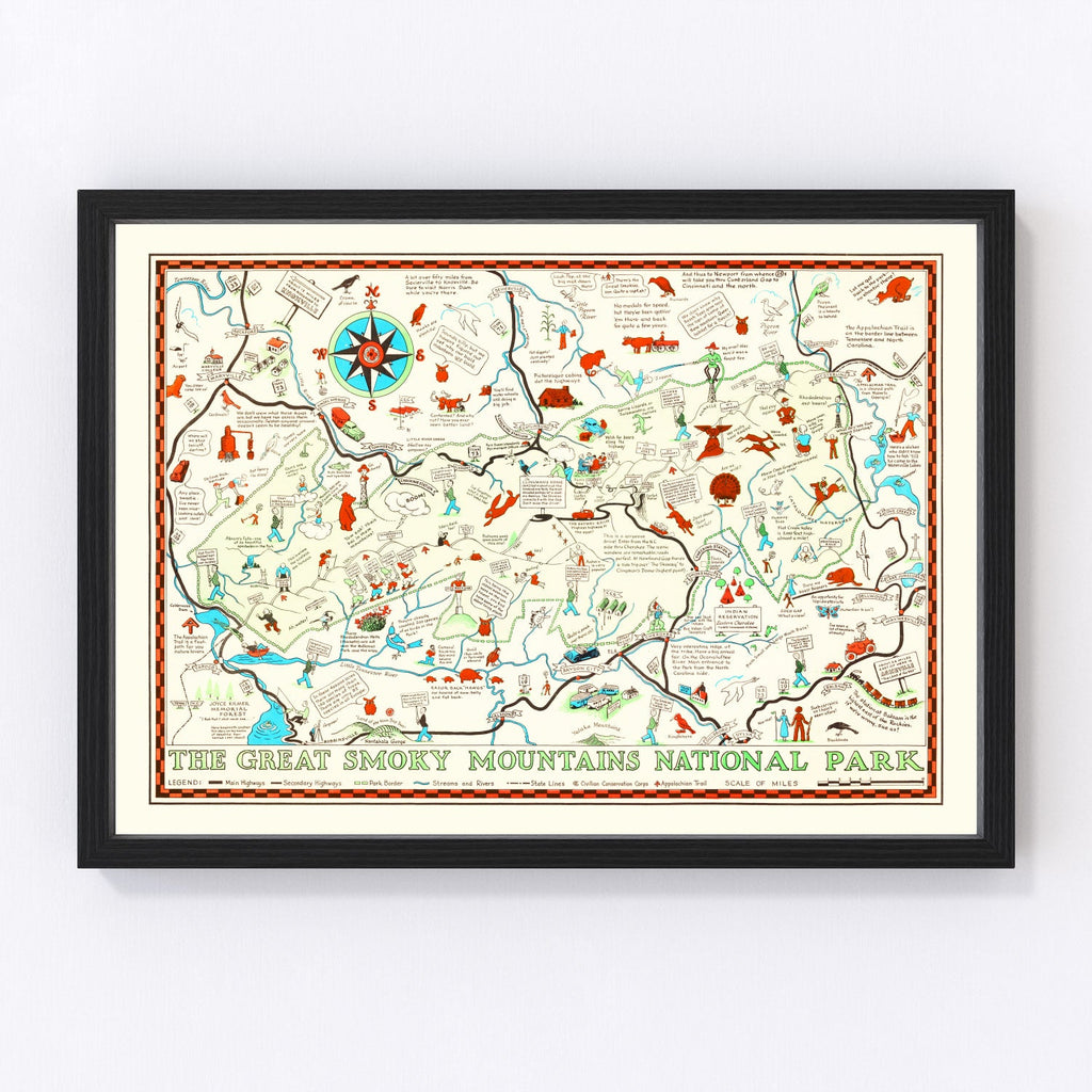 Vintage Map of The Great Smoky Mountains National Park, 1939
