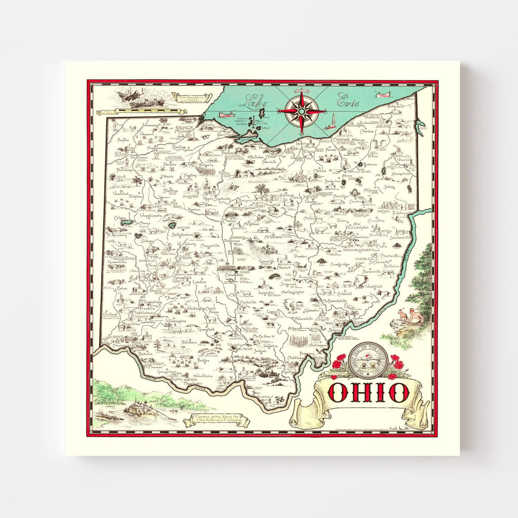 Vintage Map of Ohio 1940