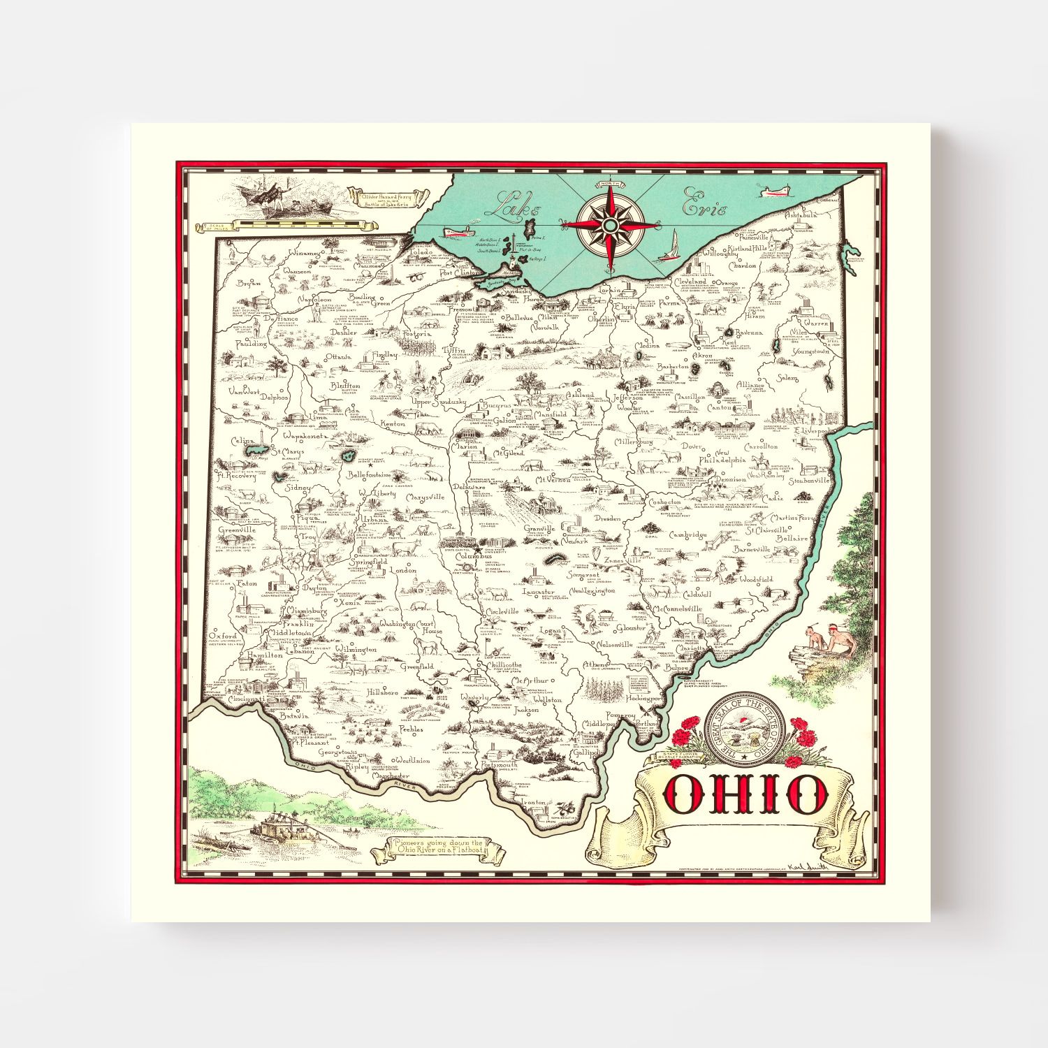 Vintage Map of Ohio 1940