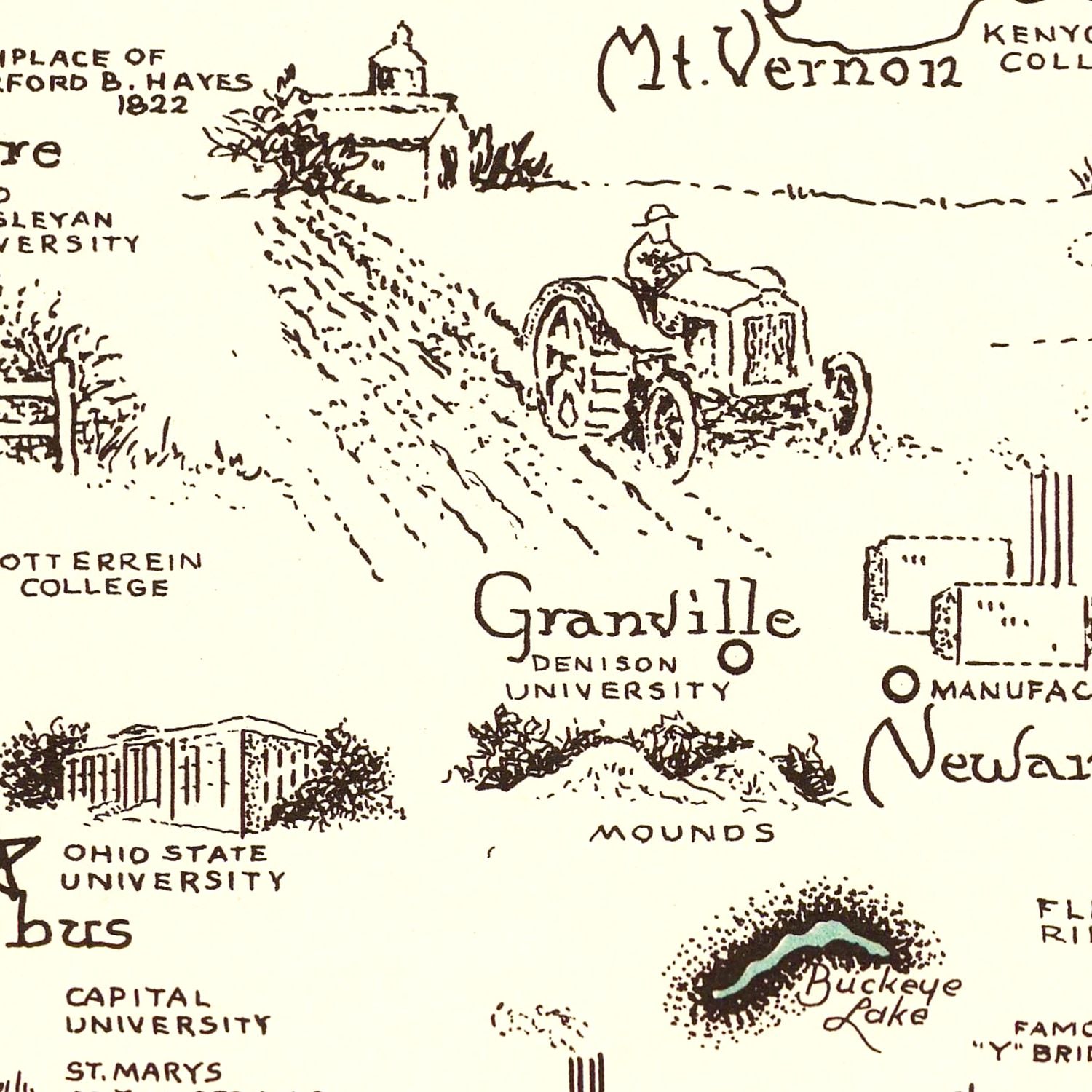 Vintage Map of Ohio 1940