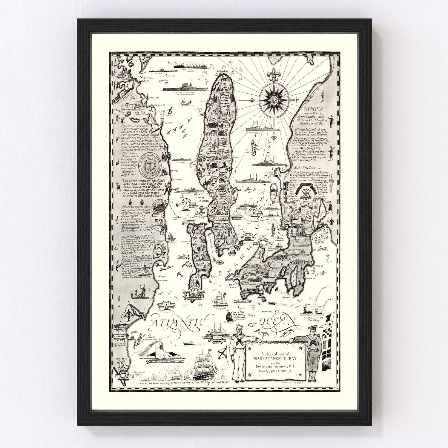 Vintage Map of Narragansett Bay, 1932